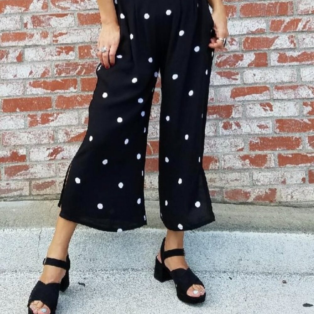 Fighting Eel Ava Sky black dot pants / capri sz XS